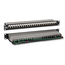 Патч-панель 19", 1U, 24 порта RJ-45 полн. экран., категория 6, Dual IDC, цвет черный Hyperline PP3-19-24-8P8C-C6-SH-110D