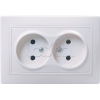 Розетка РС12-2-КБ двухместная без заземляющего контакта без защитной шторки «Кварта», 2 модуля IEK ERK23-K01-10-DM