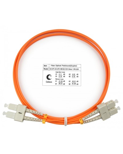 Шнур оптический duplex SC-SC 62,5/125 mm 1,5м LSZH Cabeus FOP-62-SC-SC-1,5m в Коврове Патч-корды оптические Pintop.ru