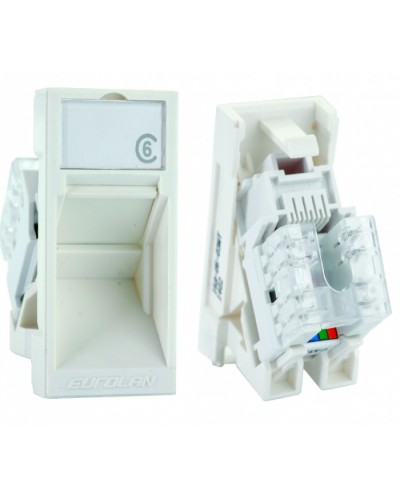 Розеточный модуль UTP категории 6 Mosaic серии 45 RJ45 Eurolan (16A-U6-03WT) в Коврове Модули Keystone Pintop.ru