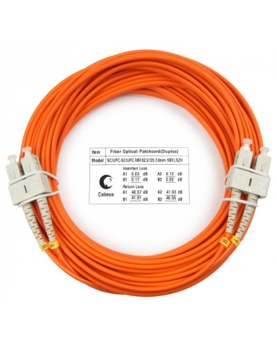 Шнур оптический duplex SC-SC 62,5/125 mm 10м LSZH Cabeus FOP-62-SC-SC-10m в Коврове Патч-корды оптические Pintop.ru