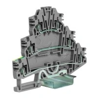 Зажим трех-уровневый c заземлением на нижнем уровне 2,5 кв.мм, серый DKC ZHL500GR