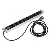Блок розеток 1U, 8 розеток Schuko Rem R-16-8S-AM-440-3