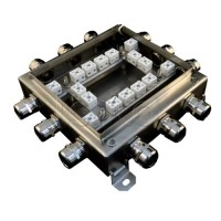 Коробка монтажная огнестойкая Гефест КМ-О (32к*6,0)-IP66 2020нерж, 12 вводов 200х200х60